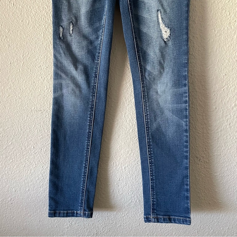 Justice Mid Rise Super Skinny Jeans Girls 10 Slim Blue Medium Wash Denim Stretch - Picture 3 of 13